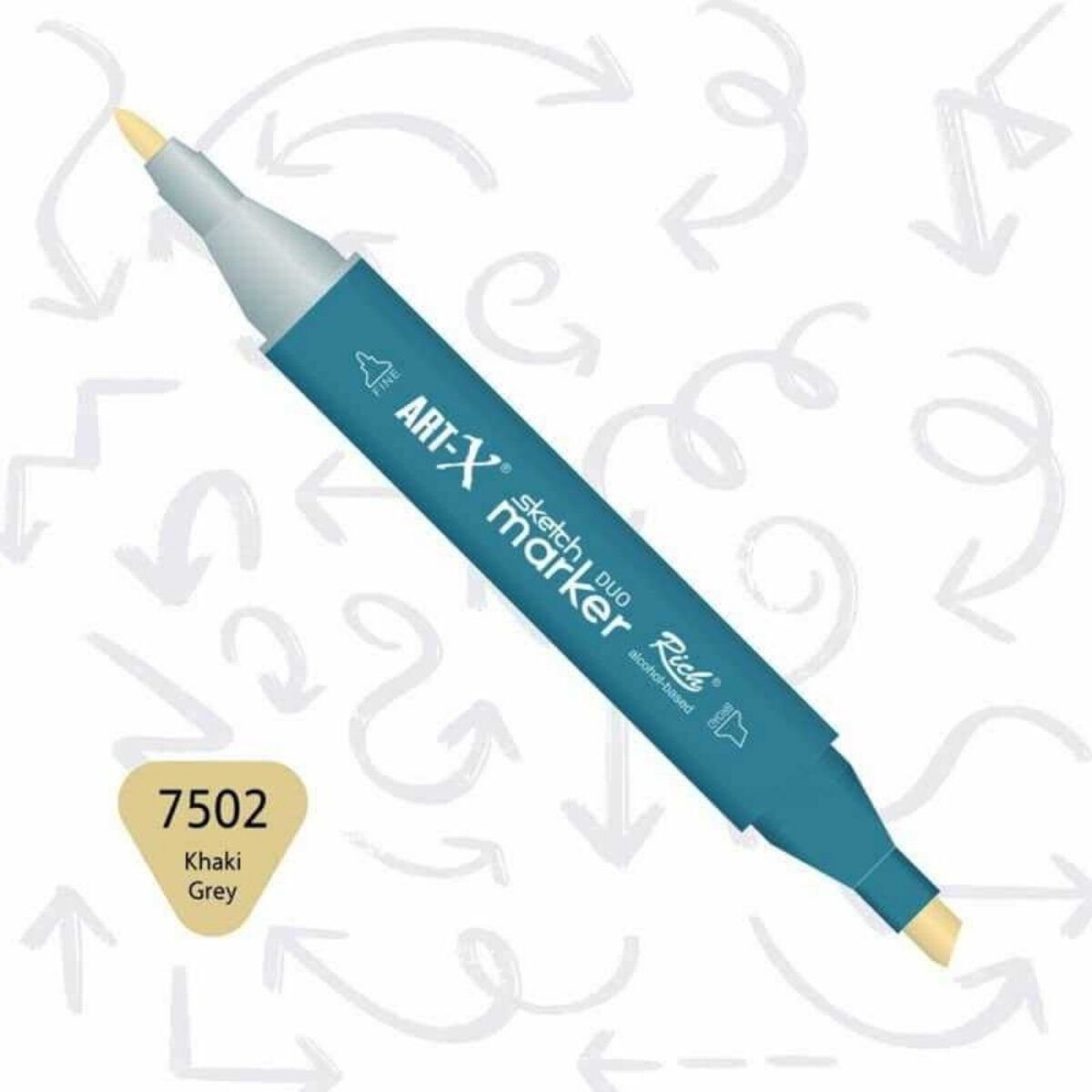 ART-X Çift Uçlu Sketch Marker Kalem 7502 Khaki Grey