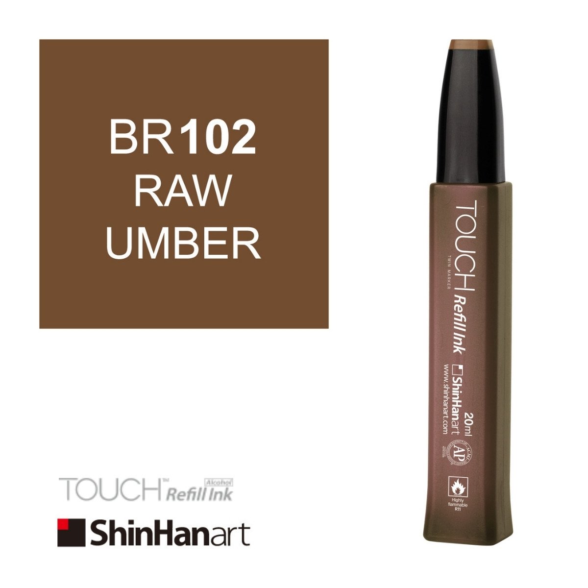 Shinhanart Touch Ink Alkol Bazlı Mürekkep 20ml BR102 Raw Umber