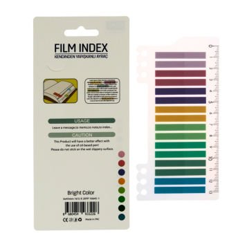 Kraf İndex Film (PP) 6x45mm 16lı 20yp Cetvelli Bright Color