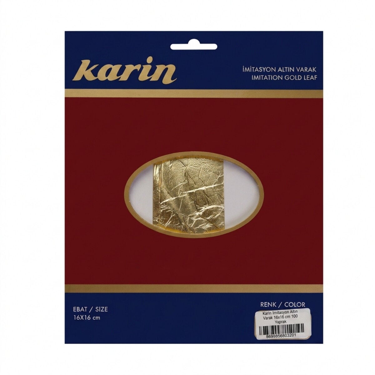 Karin İmitasyon Yaprak Varak Altın 16x16cm 100lü