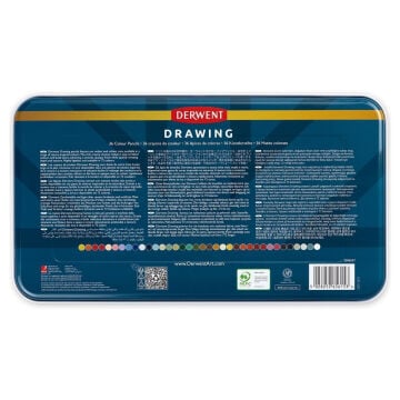 Derwent Drawing Kuru Boya Kalemi Seti 36 Renk Metal Kutulu