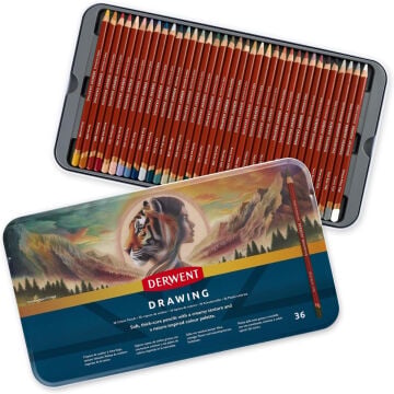 Derwent Drawing Kuru Boya Kalemi Seti 36 Renk Metal Kutulu