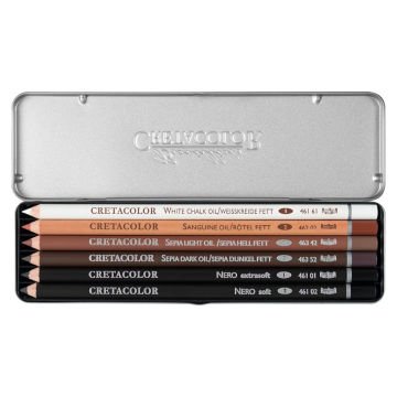 Cretacolor Drawing Set Çizim Kalemleri Metal Kutu Oil Yağlı 6lı 40007