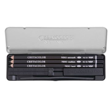 Cretacolor Drawing Çizim Set Metal Kutu Nero Yağlı Kömür 7 Parça 40008