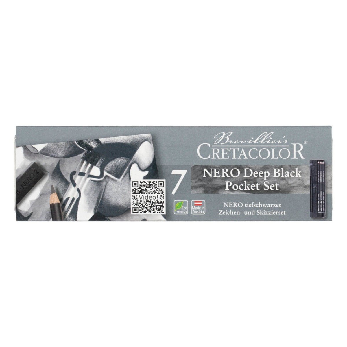 Cretacolor Drawing Çizim Set Metal Kutu Nero Yağlı Kömür 7 Parça 40008