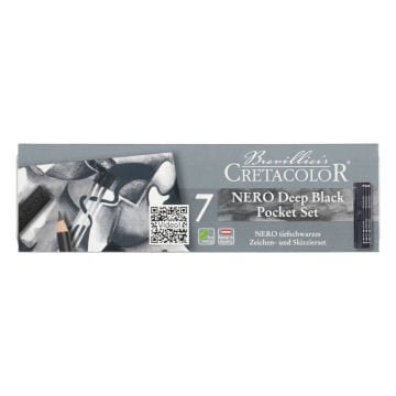 Cretacolor Drawing Çizim Set Metal Kutu Nero Yağlı Kömür 7 Parça 40008