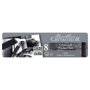 Cretacolor Drawing Çizim Seti Metal Kutu Charcoal Kömür 8 Parça 46008