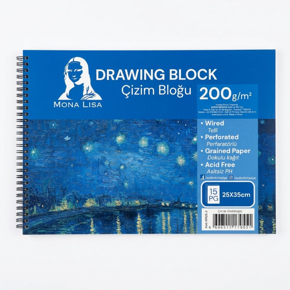 Mona Lisa Çizim Bloğu 25x35cm 200gr 15yp Spiralli
