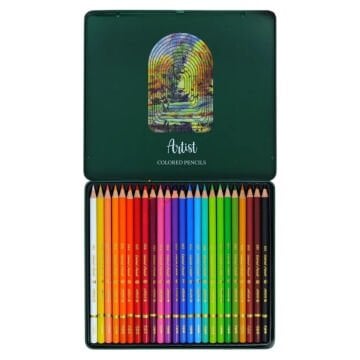 Arya Artist Profesyonel Kuru Boya Kalem Seti 24lü Metal Kutu