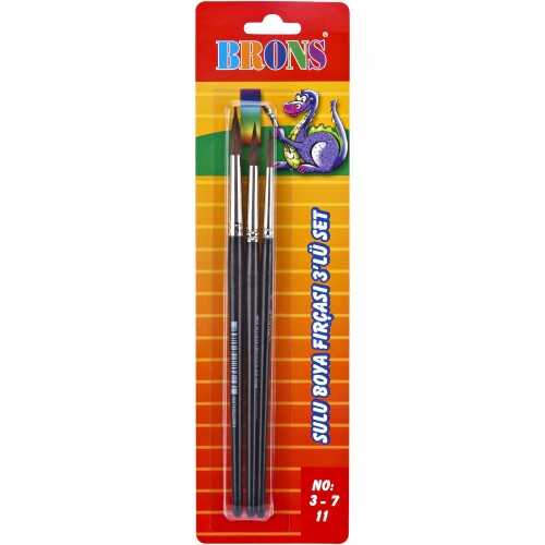 Brons BR-673 Suluboya Fırça Seti Seri 145 3lü (No 3-7-11)