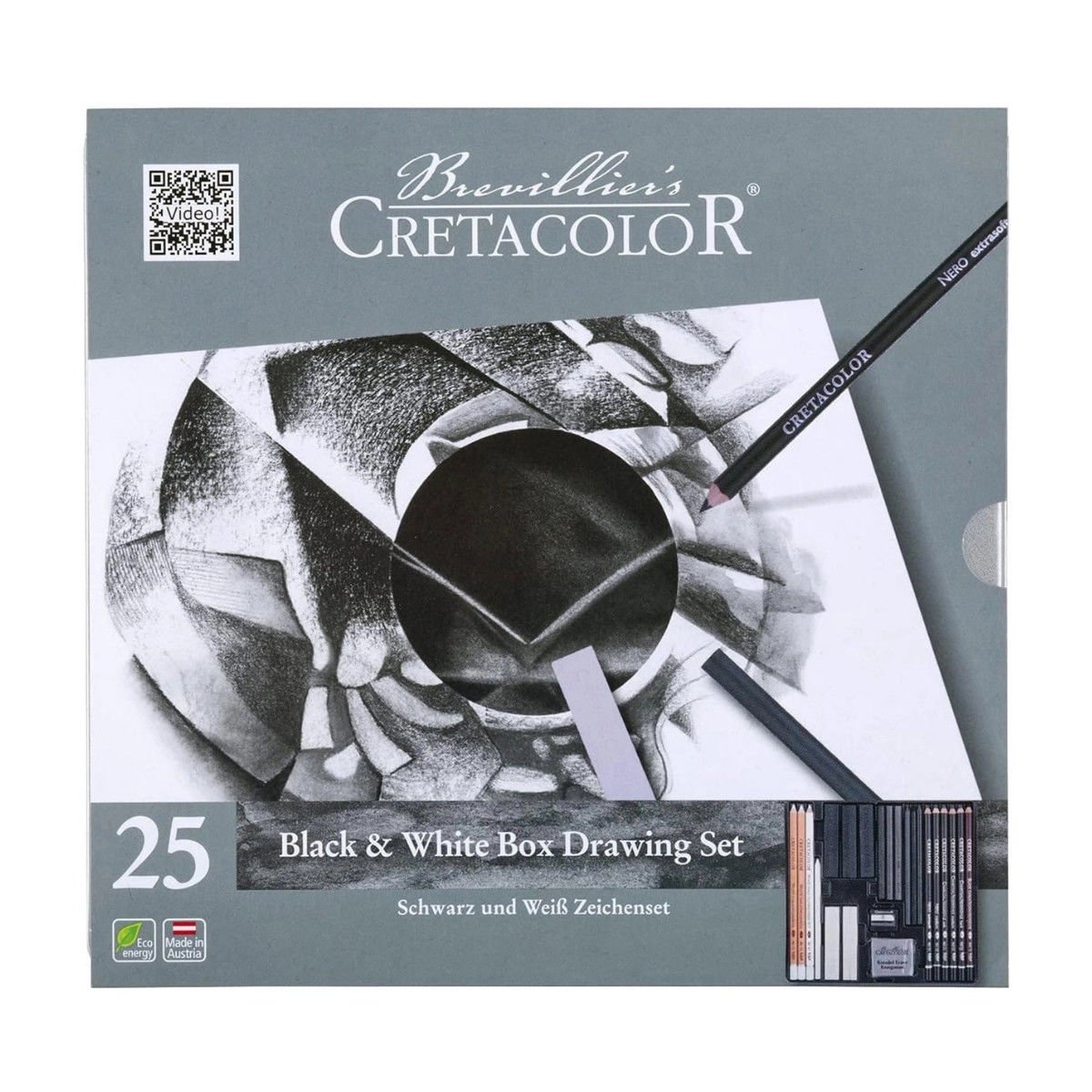 Cretacolor Black & White Drawing Set Premium Çizim Seti Metal Kutu 25 Parça 40026