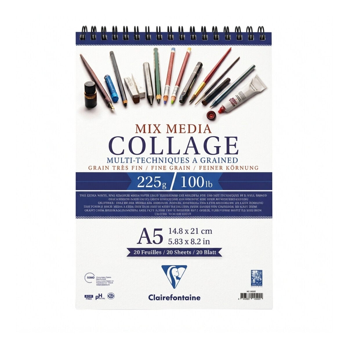Clairefontaine Mix Media Collage Eskiz Defteri 225gr A5 20yp
