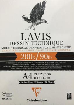 Clairefontaine Multiteknik Lavis Yapışkanlı Çizim Defteri A4 200gr 20 Sayfa