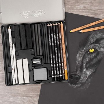 Cretacolor Wolf Box Premium Çizim Seti Metal Kutu 25 Parça