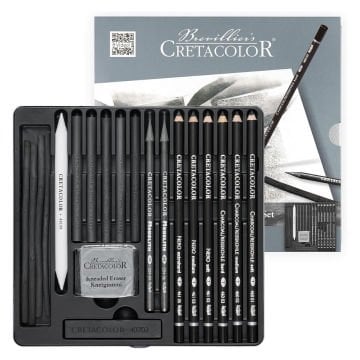 Cretacolor Black Box Premium Karakalem Çizim Seti Metal Kutu 20 Parça 40030
