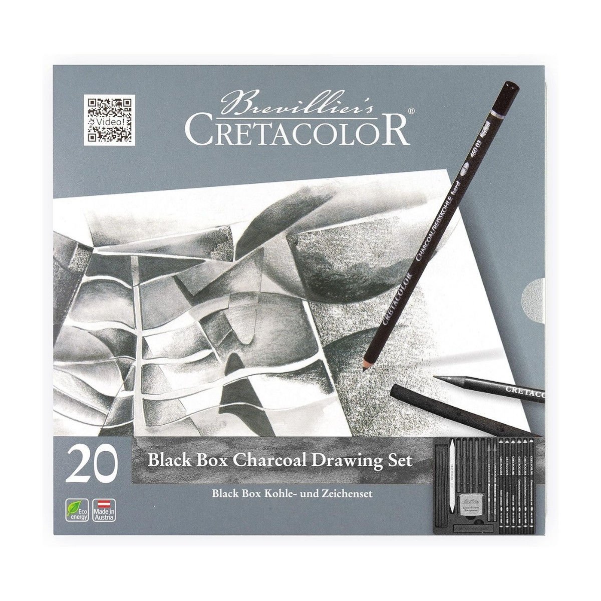 Cretacolor Black Box Premium Karakalem Çizim Seti Metal Kutu 20 Parça 40030