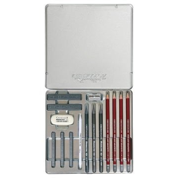 Cretacolor Silver Box Premium Eskiz Seti Metal Kutu 15 Parça 40018