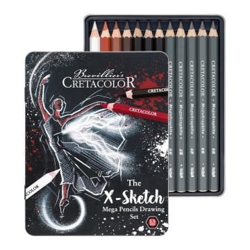 Cretacolor X-Sketch Mega Sketching Set Jumbo Çizim Seti Metal Kutu 12 Parça 40084