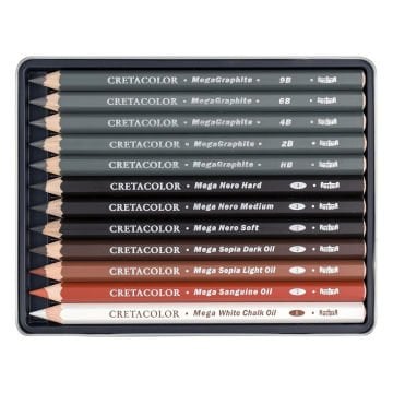 Cretacolor X-Sketch Mega Sketching Set Jumbo Çizim Seti Metal Kutu 12 Parça 40084