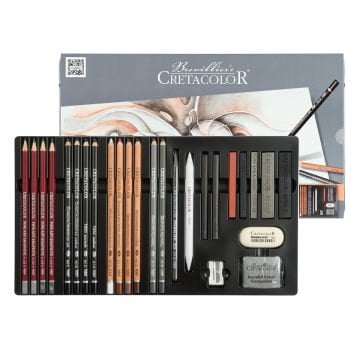Cretacolor Teacher's Choice Drawing Set Çizim Seti Metal Kutu Advanced Profesyonel 26 Parça 40042