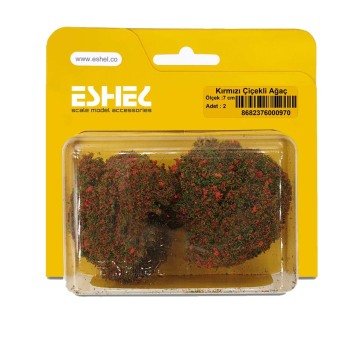 Eshel Maket Kırmızı Çiçekli Ağaç 7cm 2li