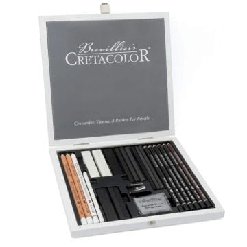 Cretacolor Black & White Drawing Set Premium Çizim Seti Ahşap Kutu 25 Parça 40025