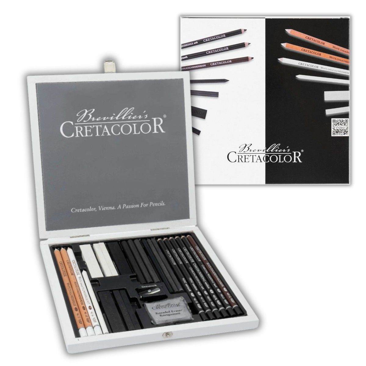 Cretacolor Black & White Drawing Set Premium Çizim Seti Ahşap Kutu 25 Parça 40025