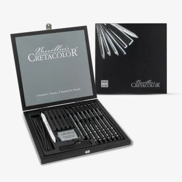 Cretacolor Black Box Premium Karakalem Çizim Seti Ahşap Kutu 20 Parça 46040