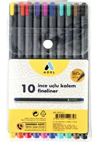 Adel Fineliner İnce Uçlu Kalem 10lu Set