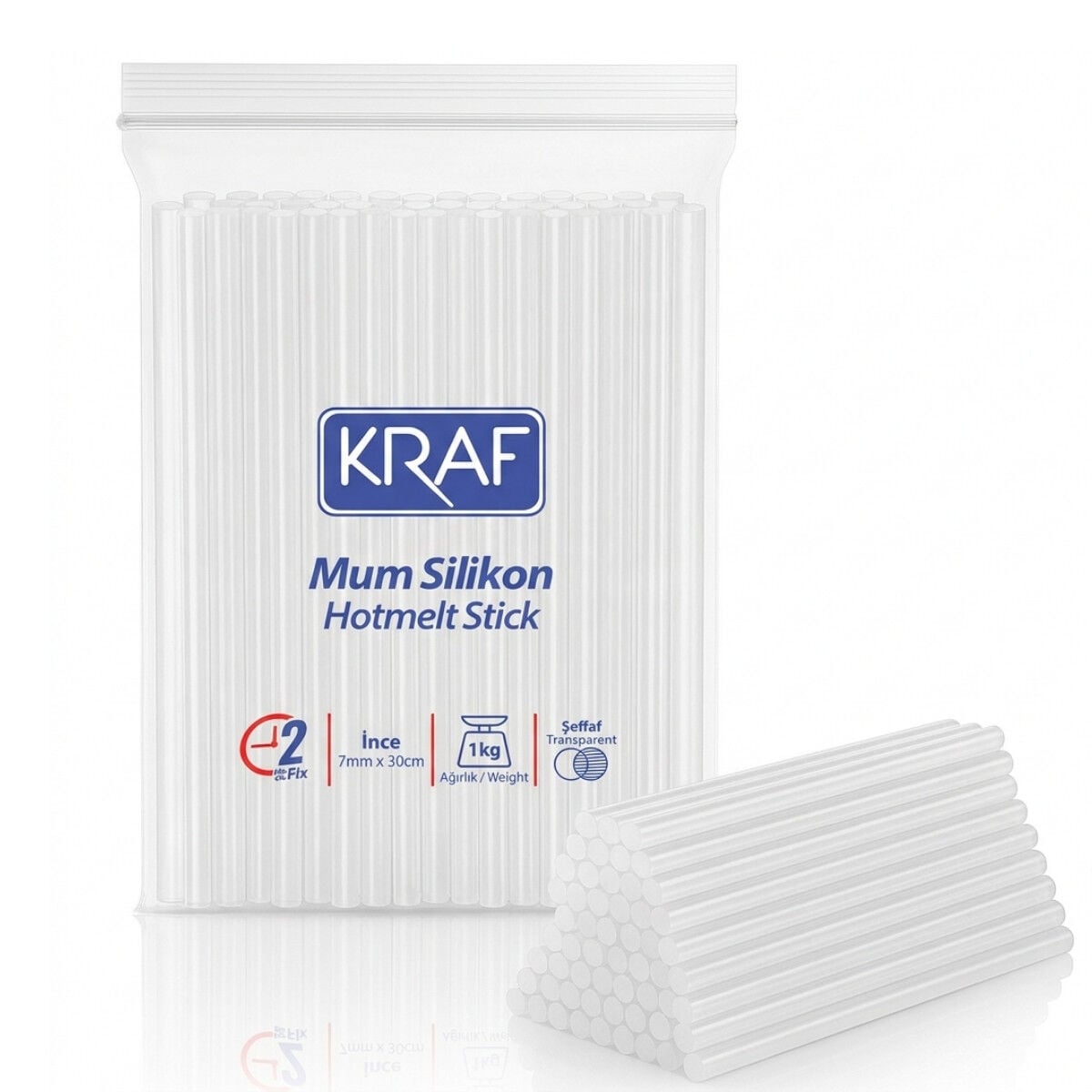 Kraf Mum Silikon Çubuk İnce 7mmx30cm 1kg