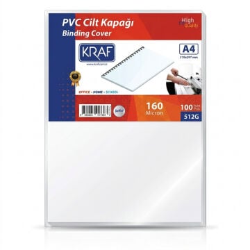Kraf Cilt Kapağı A4 160 Micron 100lü Şeffaf 512G