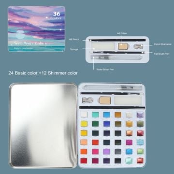 Art Elegant Sulu Boya Seti Yarım Tablet 42 Parça