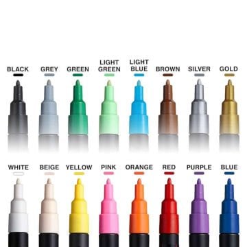 Uni Posca Su Bazlı Marker Seti PC-3M 0.9-1,3mm 16lı