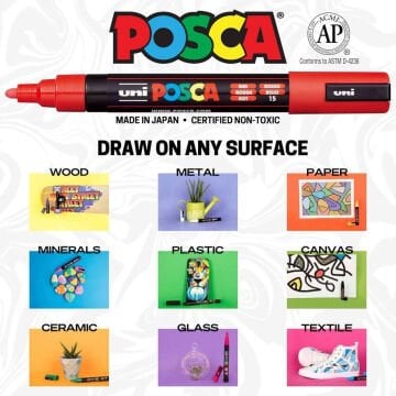 Uni Posca Su Bazlı Marker Seti PC-3M 0.9-1,3mm 16lı