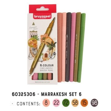 Bruynzeel Çift Taraflı Fırça Uçlu Kalem Seti 6lı - Marrakesh