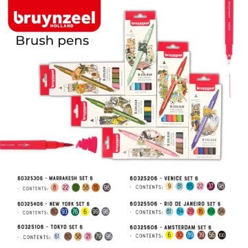 Bruynzeel Çift Taraflı Fırça Uçlu Kalem Seti 6lı - Venice
