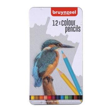 Bruynzeel Kuru Boya Kalem Seti 12 Renk Bird Metal Kutu