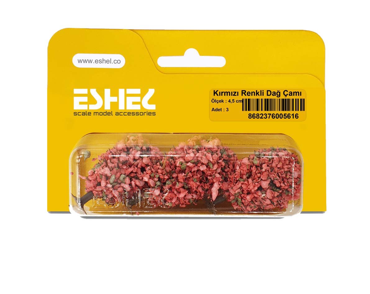 Eshel Maket Kırmızı Renkli Dağ Çamı 4,5cm 3lü