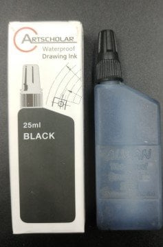 Artscholar Waterproof Çini Mürekkebi 25ml Siyah