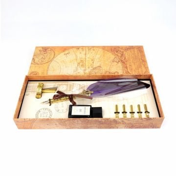 Art Elegant Dolma Ve Kaligrafi Divit Kalem Seti 8 Parça World Map Serisi Mor