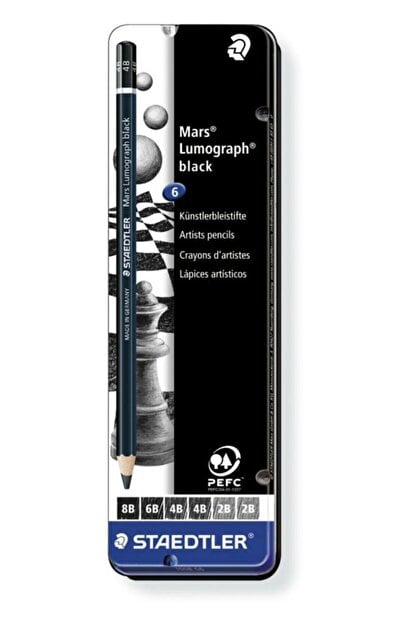 Staedtler Mars Lumograph Black Dereceli Kara Kalem Seti 6lı