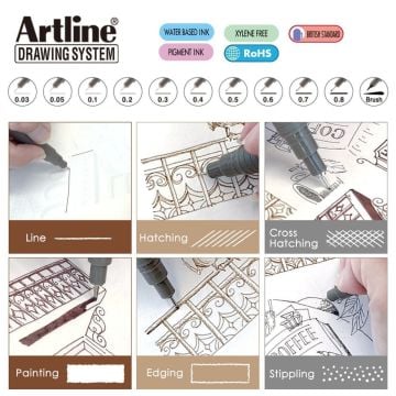 Artline Drawing System Teknik Çizim Kalemi 0.4 Gri
