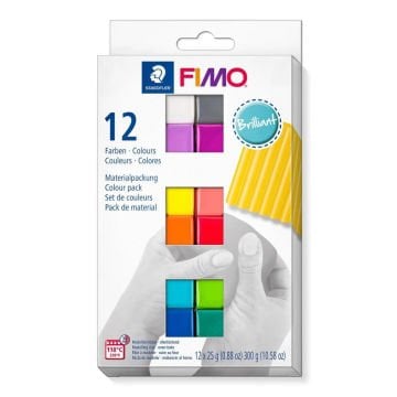 Fimo Soft Polimer Kil 12 Renk x 25gr (300gr) Brilliant Tonlar