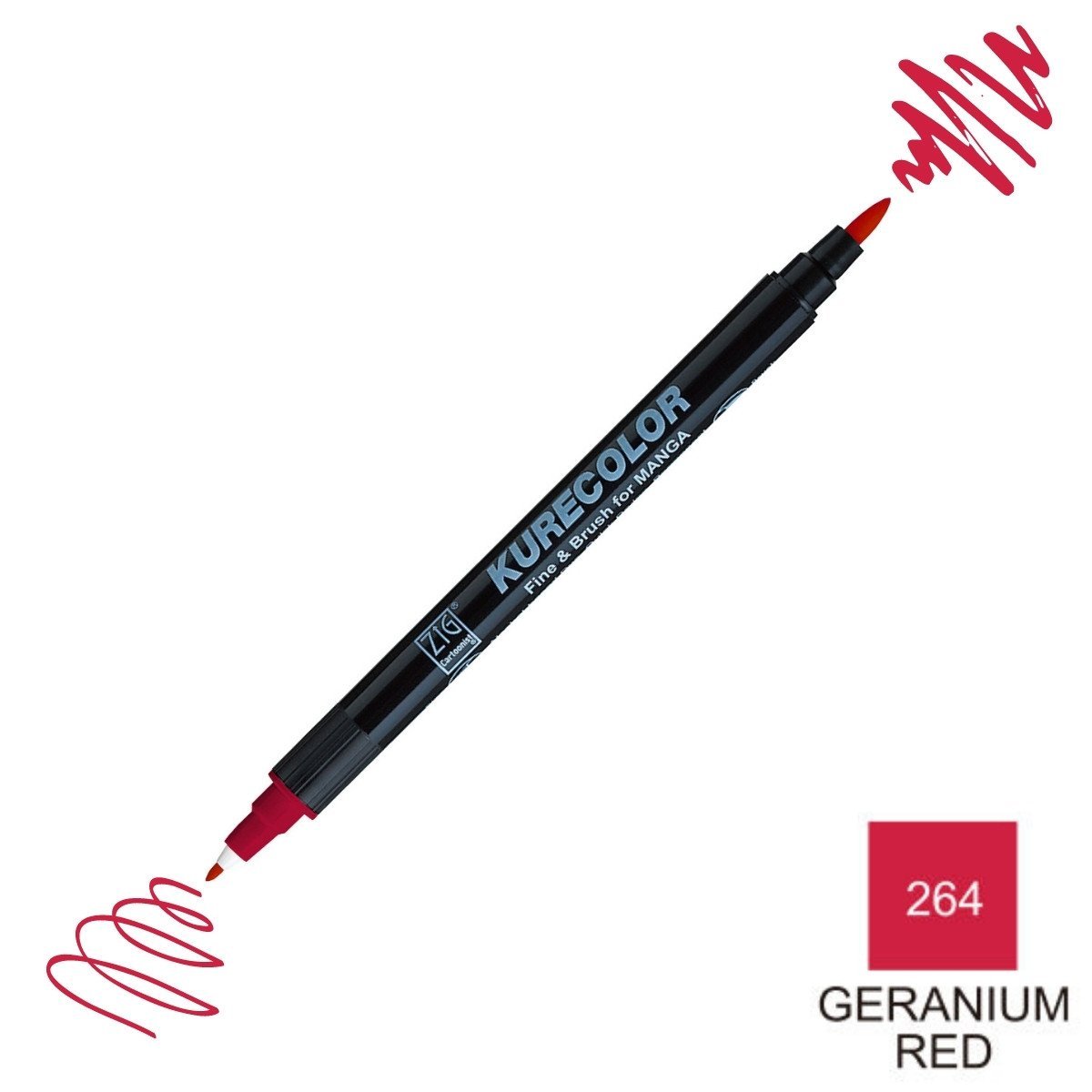 Zig Kurecolor Mangaka Fine&Brush Çift Taraflı Kalem CNKC-2200 No 264 Geranium Red