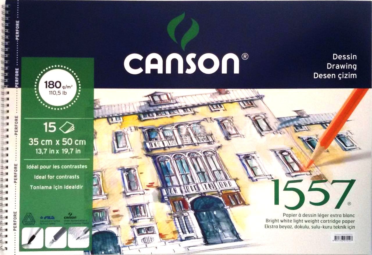 Canson 1557 Eskiz Çizim Defteri 35x50cm 180gr 15yp Spiralli