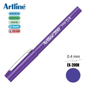 Artline 200 Fine Keçe Uçlu Yazı Kalemi 0.4mm Mor