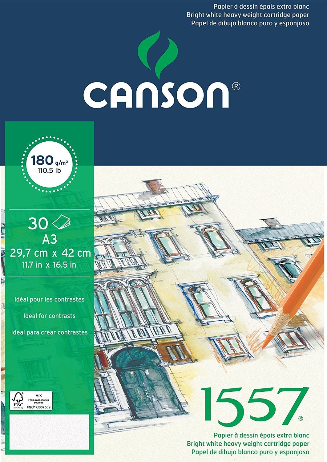 Canson 1557 Eskiz Çizim Defteri A3 180gr 20yp Spiralli