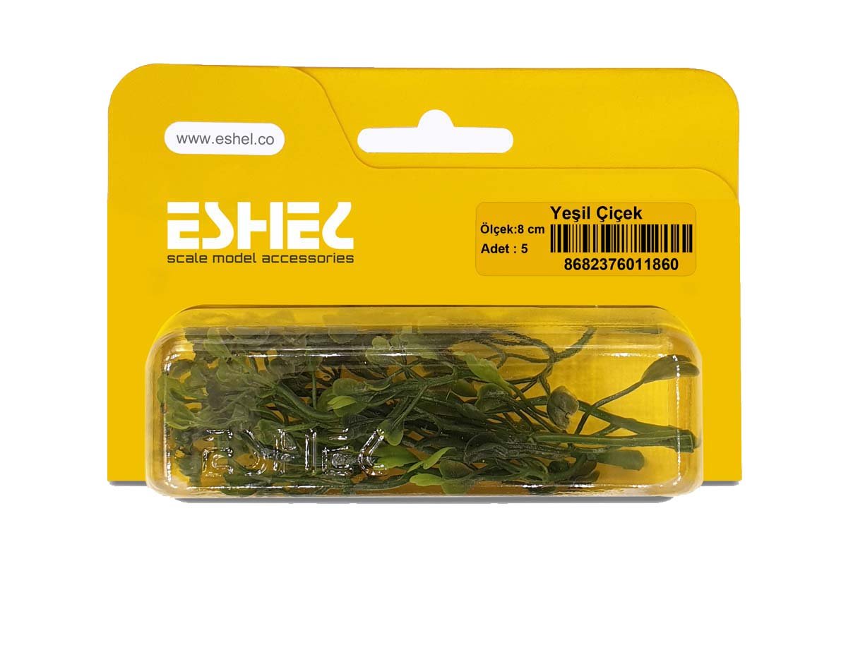 Eshel Maket Yeşil Çiçek 8cm 5li