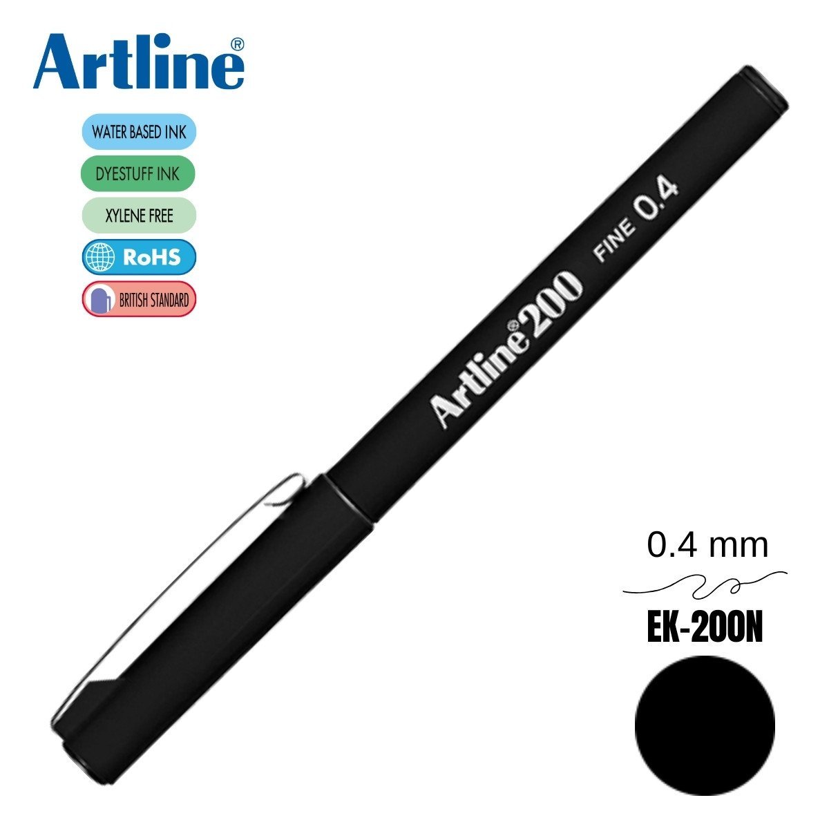 Artline 200 Fine Keçe Uçlu Yazı Kalemi 0.4mm Siyah