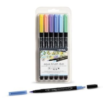 Lyra Aqua Brush Duo Çift Taraflı Fırça Uçlu Kalem 6lı Pastel